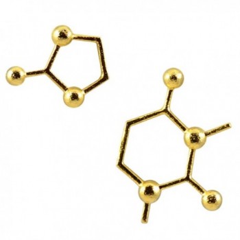 AppleLatte Caffeine Molecule Earrings- Gold Plated Stud - CO11XJMHTTD