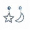 Glamorousky Star & Moon Earrings with Light Blue Austrian Element Crystals and CZ bead (795) - CL118SODWCP