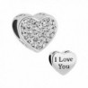 LuckyJewelry Heart I Love You Charms Swarovski element Birthstone Crystal Sale Cheap Beads Fit Bracelet - White - CB12JPY5ZY9