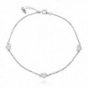 BERRICLE Rhodium Plated Sterling Silver Heart Fashion Station Anklet 9"+1" Extender - CF11SEHNKOB