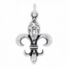 Sterling Silver Medium Filigree Fleur-De-Lis Charm Pendant (19 x 14 mm) - CB11GJT0U99