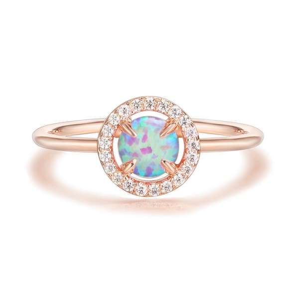 PAVOI 14K Gold Plated CZ and Created Opal Ring - Rose - C3183QD96XS