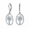 Bling Jewelry CZ Palm Tree Twisted Rope Oval Sterling Silver Leverback Drop Earrings - C011BSKJR61