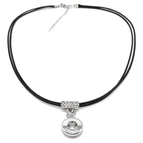 Stoyuan New Rhinestone 12 MM Pendant Choker Necklace Snap Button Jewelry - CP12NRGF9SR