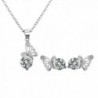 18k Gold-Plated Austrian Crystal Butterflies Pendant Necklace & Earrings Afterglow Jewelry - CV12DXGM967