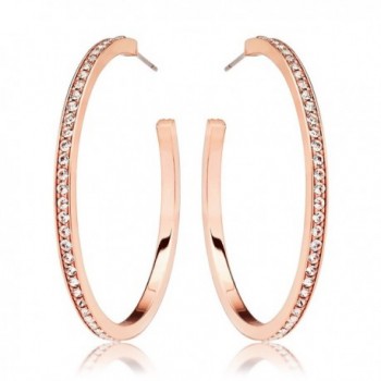Eternity Rose Gold Plated Hoop Earrings with Clear Round Crystals - CW12E20WFB7