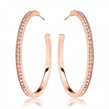 Eternity Rose Gold Plated Hoop Earrings with Clear Round Crystals - CW12E20WFB7