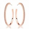 Eternity Rose Gold Plated Hoop Earrings with Clear Round Crystals - CW12E20WFB7