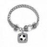 Soccer Player Lover Charm Classic Silver Plated Square Crystal Bracelet - C411LIB3J0P