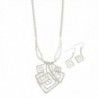 Silver Geometric Square Swirl Open Wire Necklace and Earring Set - CB11OFW7IPL