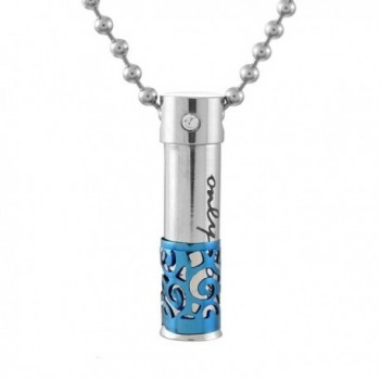 Bullet Only Love Cremation Pill Ash Urn Pendant Necklace Blue - CH126GD24PZ