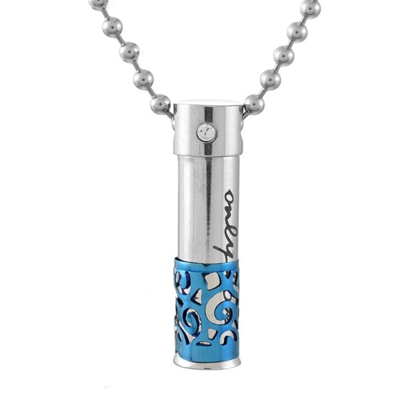 Bullet Only Love Cremation Pill Ash Urn Pendant Necklace Blue - CH126GD24PZ