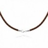 4mm Brown Braided Leather Cord Necklace Choker with Solid 925 Sterling Silver Clasp 22" - CD115GM8LGT