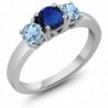 Simulated Sapphire Aquamarine Sterling Silver - CF11H0C7TKR