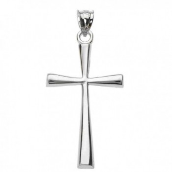 Solid 10k White Gold Simple Cross Pendant - CZ120GXW82F