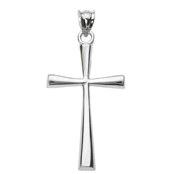 Solid 10k White Gold Simple Cross Pendant - CZ120GXW82F