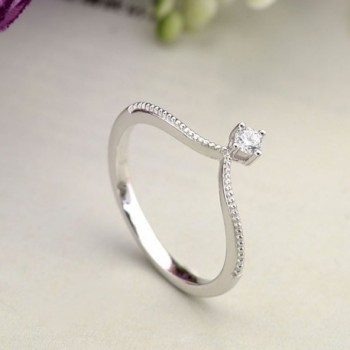 EVER FAITH Sterling Zirconia Princess in Women's Band Rings