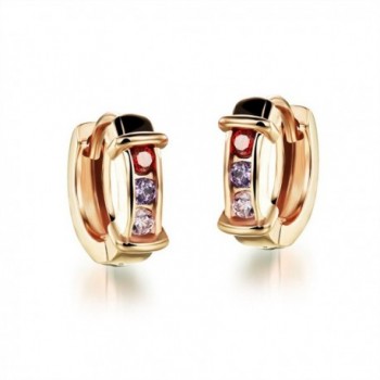 Feraco Jewelry Women Fashion Earring Copper Gold Plated Cubic Zirconia Cryatal Hoop Earring - CW12CZBP7A5