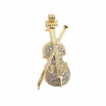 chelseachicNYC Tiny Jewel Crystal Violin and Bow Brooch Pin - CR120CSTVWT