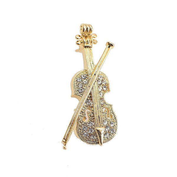 chelseachicNYC Tiny Jewel Crystal Violin and Bow Brooch Pin - CR120CSTVWT