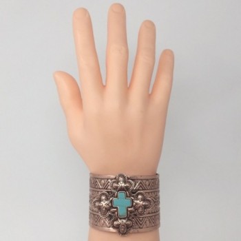 Simulated Turquoise Western Silver Bracelet