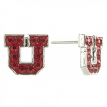 Mini Red Crystal Utah U Logo Stud Earrings - C812N2PD84E