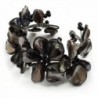 Black Floral Shell & Simulated Pearl Cuff Bracelet - CD114CS4WCF