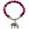 Falari Elephant Lucky Charm Natural Stone Bracelet Fuchsia Agate B2448-FA - CY12F1GJEC9