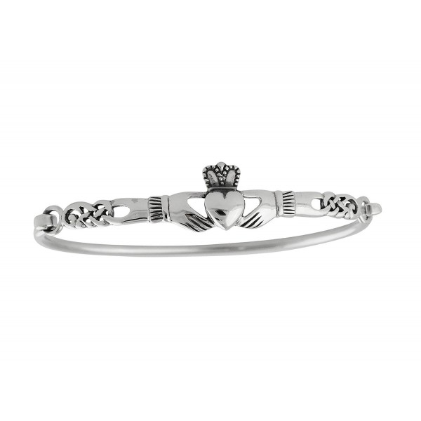 925 Sterling Silver Irish Claddagh Celtic Knot Bangle Bracelet - CT12FGL810F