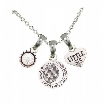 Little Sis Love You To The Moon Silver Chain Necklace Jewelry Sorority Sister - C012BNNLEVD