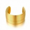 Vnox Fashion 18K Gold Plated Stainless Steel Wide Open Cuff Bracelet for Women Girl-Diameter 55mm - CJ1839KY55W