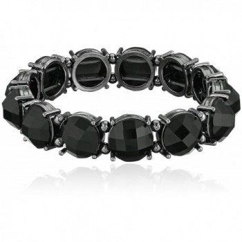 1928 Jewelry Black Faceted Stretch Bracelet - CF11GHHHIRP