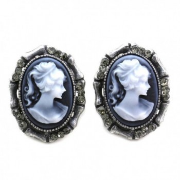 Gray Cameo Stud Post Earrings Fashion Jewelry for Women - C111D8CWV79