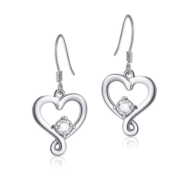 925 Sterling Silver Jewelry "I Love You To The Moon and Back" Love Heart Earrings - CR1840T85C2
