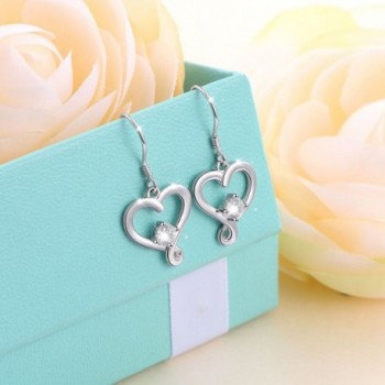 Sterling Silver Jewelry Heart Earrings in Women's Drop & Dangle Earrings