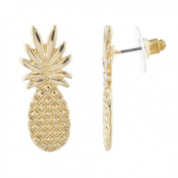 Lux Accessories Gold Tone Pineapple Fruit Tropical Novelty Earring Posts - CL12N4W1P3M