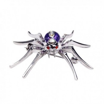 Dazzling Luxurious and Stylish Spider Clip Pin Brooch w/ Rhinestone - Purple - CN11CQLZG75