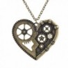Lux Accessories Burnish Gold Vintage Steampunk Gearwork Heart Charm Necklace - CL184D6AC40