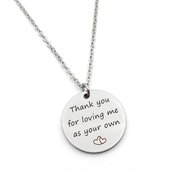 Thank you for loving me as your own mother father Gift step mom dad Gift Stainless Steel Pendant Necklace - C0186IDYHOU
