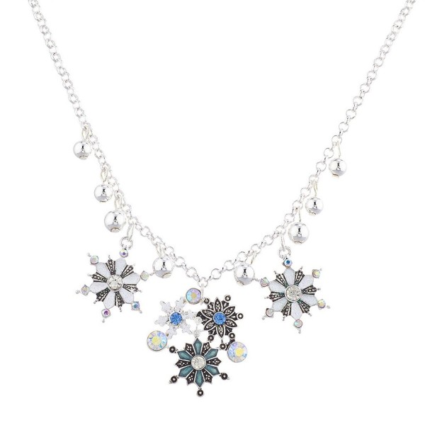 Lux Accessories Silvertone Christmas Xmas Holiday Snowflake Statement Necklace - C012O652BTD