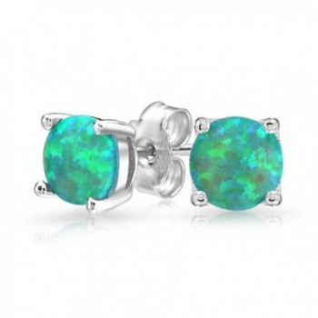 Bling Jewelry Round Simulated Green Opal Basket Set Stud earrings 925 Sterling Silver 6mm - C711GA5E8I5