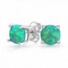 Bling Jewelry Round Simulated Green Opal Basket Set Stud earrings 925 Sterling Silver 6mm - C711GA5E8I5