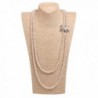 ART KIM Princess Rhinestone Bow Pearl Strands Necklaces (2 Layers White) - CV12L83HZJN