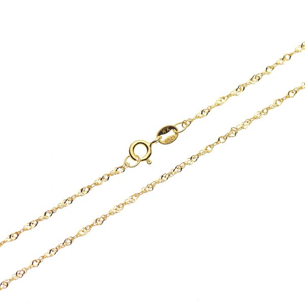 SWEETV 18K Gold Plated Sterling Silver 1.3mm Singapore Chain Necklace Fashion Jewelry- 16" - 30" - CE17YQZ0709