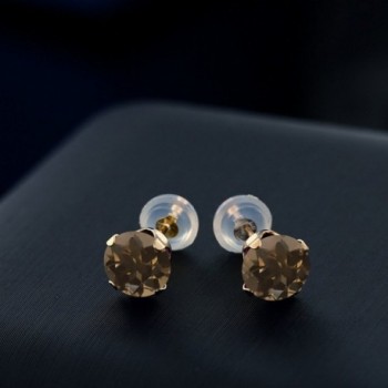 Round Brown Quartz Yellow Earrings in Women's Stud Earrings