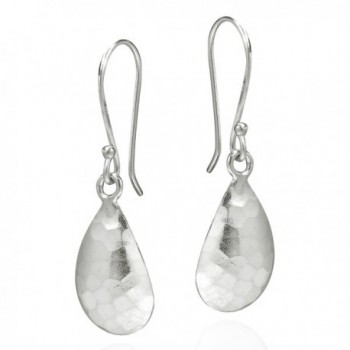 Curved Hammered Teardrop Sterling Earrings