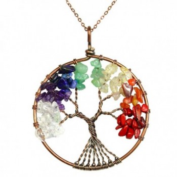 BAYUEBA Pendant Necklace Amethyst Labradorite Peridot Lapis Lazuli Tree of life Chakra Gifts - Multi-color - CU17YS4KUOX