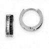Sterling Silver Synthetic CZ White and Black Hinged 0.4IN Hoop Huggy Earrings (0.5IN x 0.5IN ) - CV11FRSHJ1F