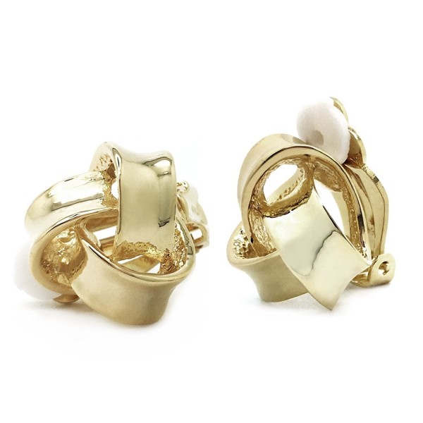 Classic Love Knot Clip On Earrings Gold Plated Women Fashion - CE128691UDT