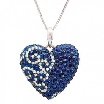 Sterling Silver Heart Pendant made with Blue and White Swarovski Crystals - C511IXACSYV